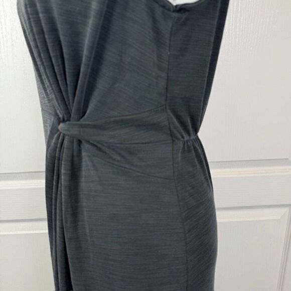 Nicole Miller Ribbed Knit Stretch Side Knot Dress in Charcoal Gray Size Medium - Picture 2 of 9